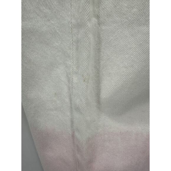 GRLFRND Mica Crop Straight Jeans Size 26 Raw Hem Pink Crush Dip Dyed Preppy Boho - Picture 8 of 11